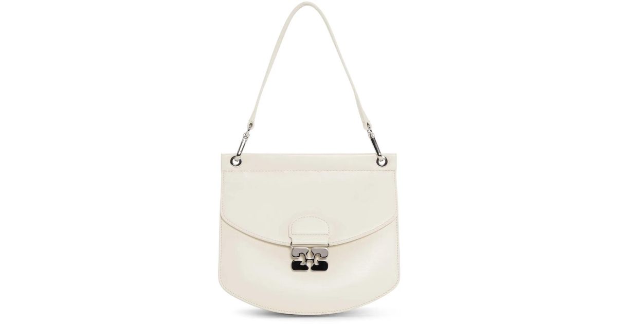 Ganni Butterfly-Clasp Crossbody Bag in White | Lyst