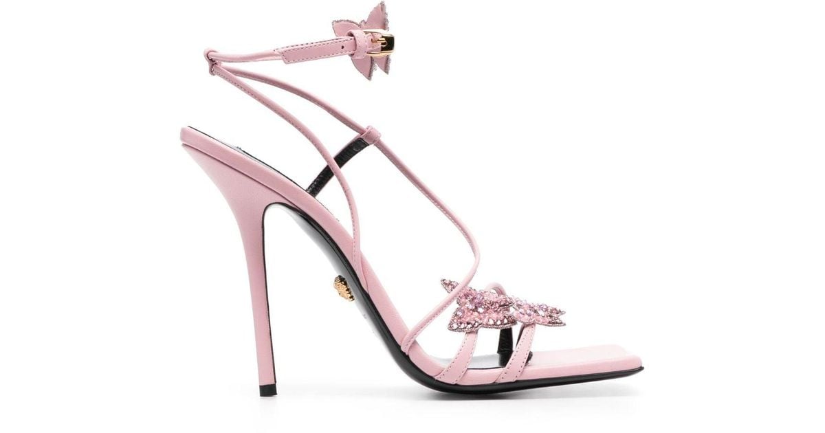 Versace X Dua Lipa Crystal Butterflies 115mm Sandals in Pink