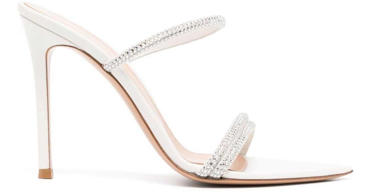 Gianvito Rossi Cannes 105mm Leather Sandals in White | Lyst