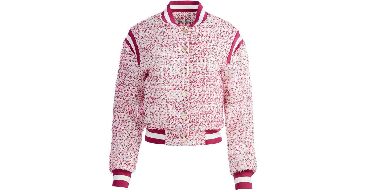 Alice + Olivia Keri Varsity Jacket in White (Pink) | Lyst