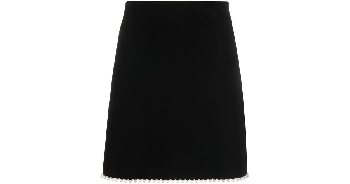 Sandro Pearl Trim Skirt in Black | Lyst