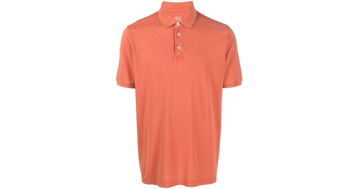 Fedeli Piqué-weave Cotton Polo Shirt in Orange for Men | Lyst UK