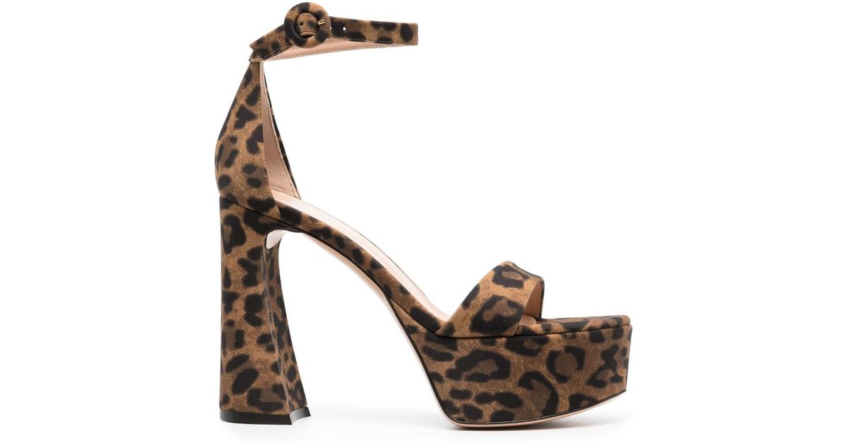 Gianvito Rossi Holly 120mm Leopard-print Sandals in Metallic | Lyst