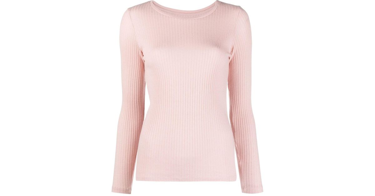 Majestic Filatures Round-neck Ribbed T-shirt in Pink | Lyst