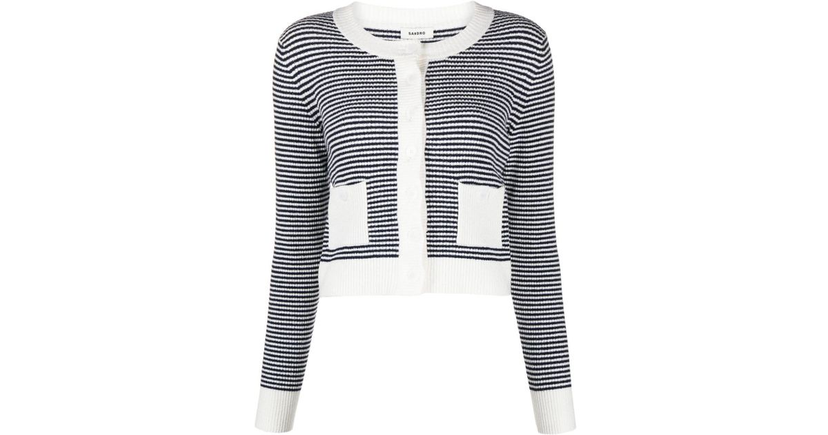 SANDRO striped cotton-blend cardigan - Blue