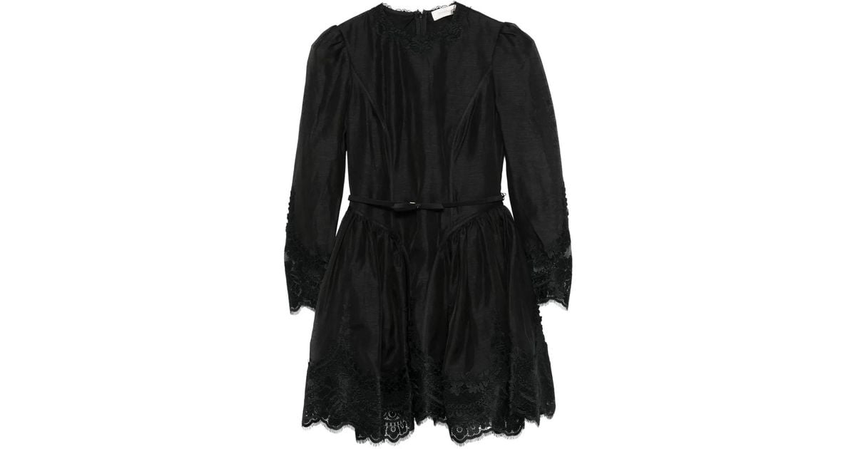 Zimmermann Hypnotic Lace Mini Dress in Black | Lyst