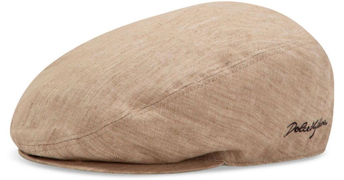 Dolce Gabbana Melange Effect Linen Flat Cap in Natural for Men Lyst