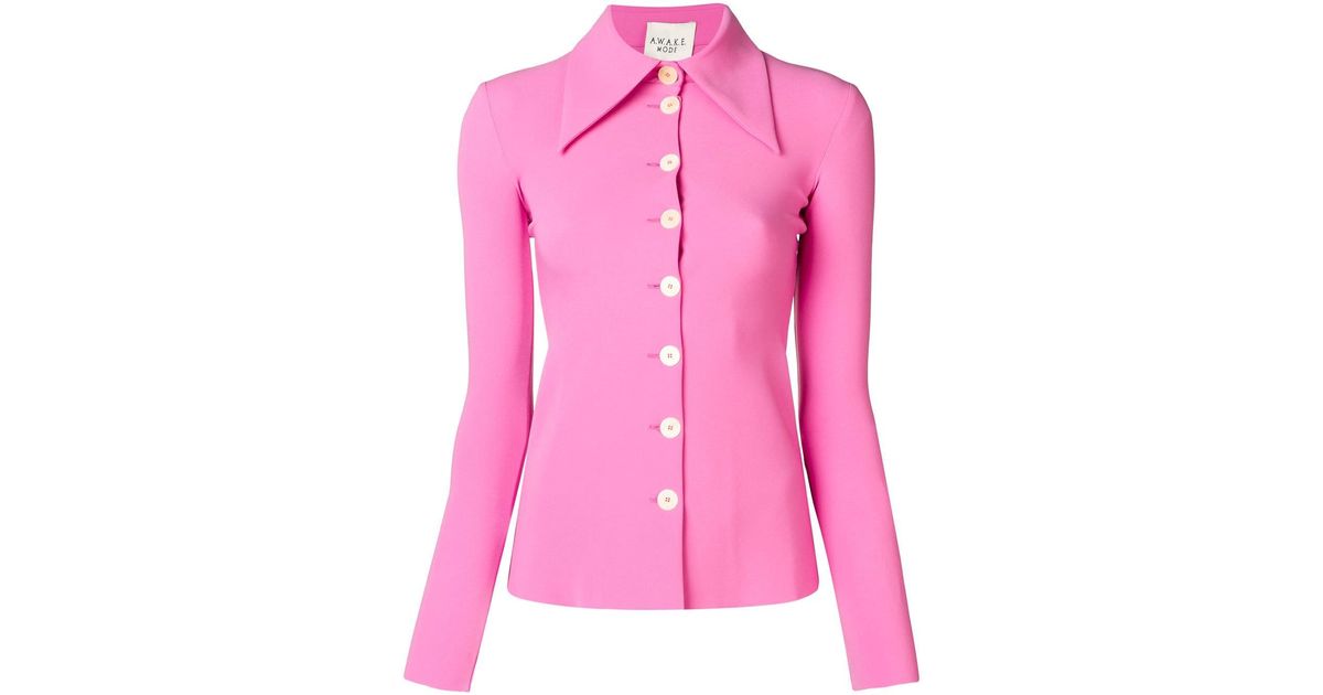 A.W.A.K.E. MODE Oversized Pointed Collar Shirt in Pink | Lyst