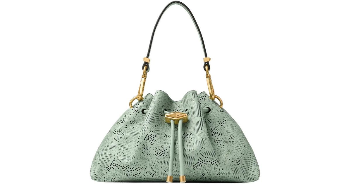 Jimmy Choo Small Cinch Perforated-Detail Shoulder Bag in Green | Lyst UK