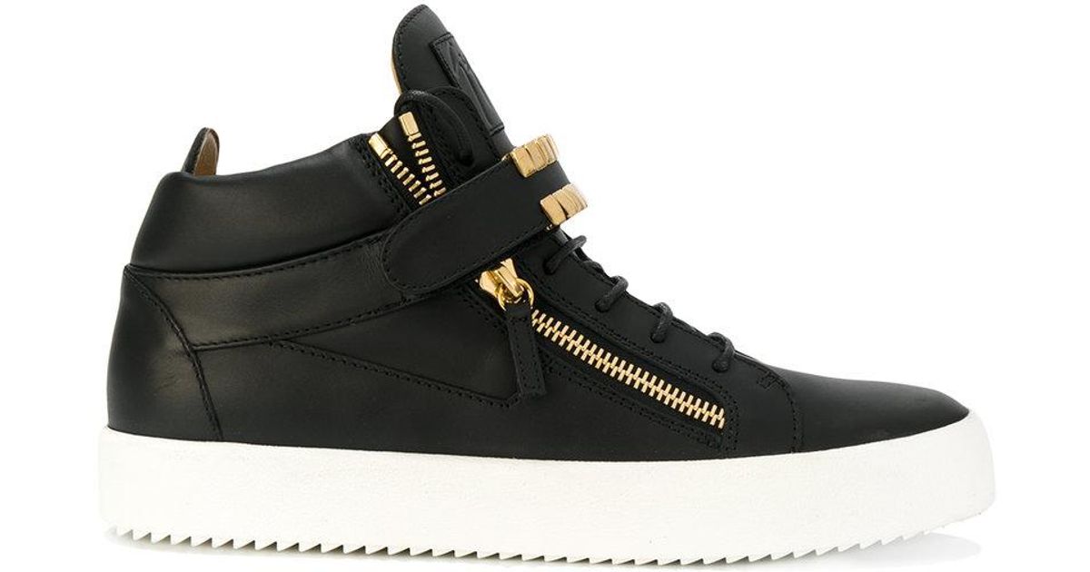 Giuseppe Zanotti Leder 'Stan' High Top Sneakers in Schwarz Herren Sneaker Buscemi Sneakers mit goldfarbenen Details