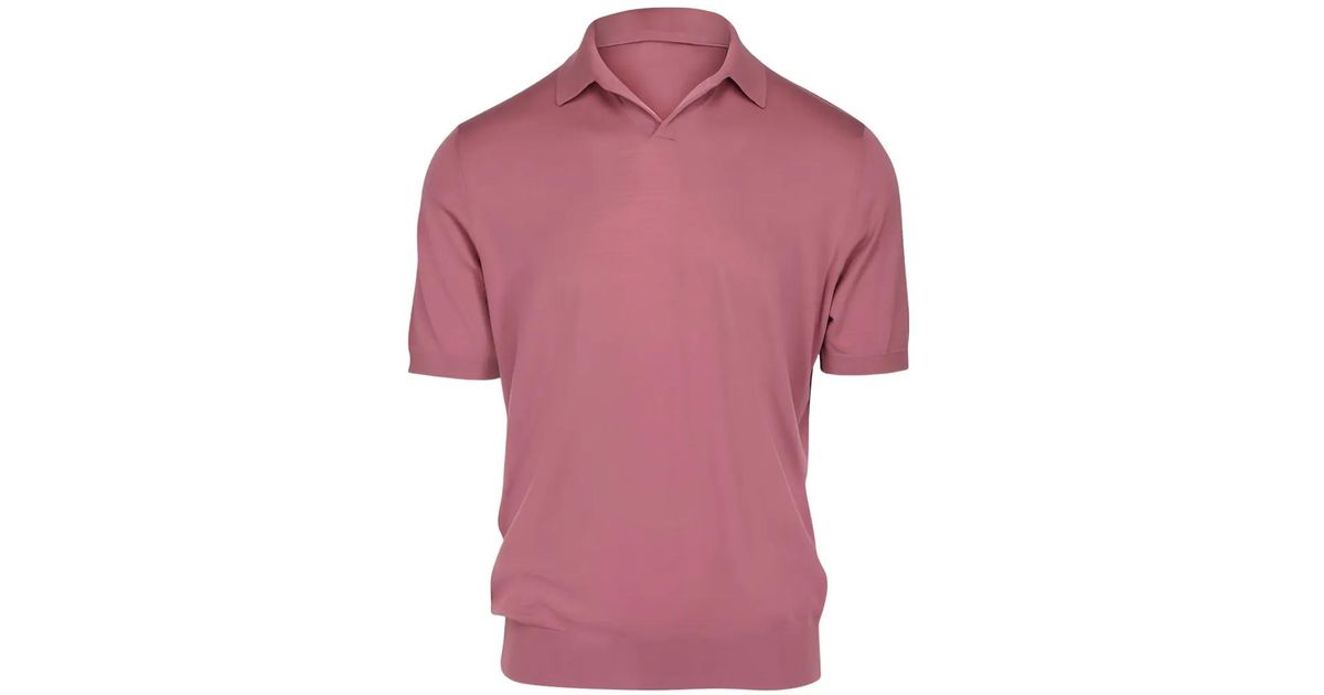 Colombo Short-Sleeve Polo Shirt in Pink for Men | Lyst