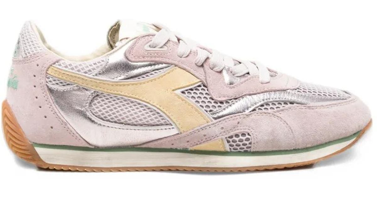 Diadora Equipe Revenge Panelled Leather Sneakers in Pink for Men | Lyst