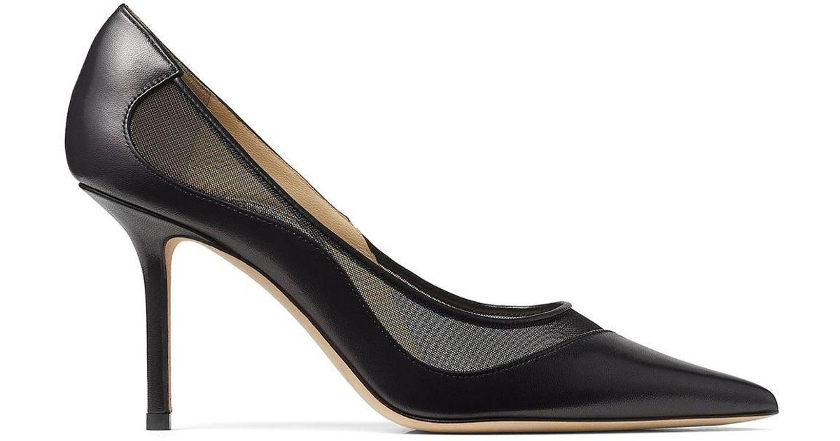 Jimmy Choo Leather Love 85mm Meshpanel Pumps in Black Lyst