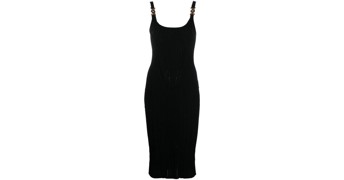 Versace Medusa-strap Midi Dress in Black | Lyst