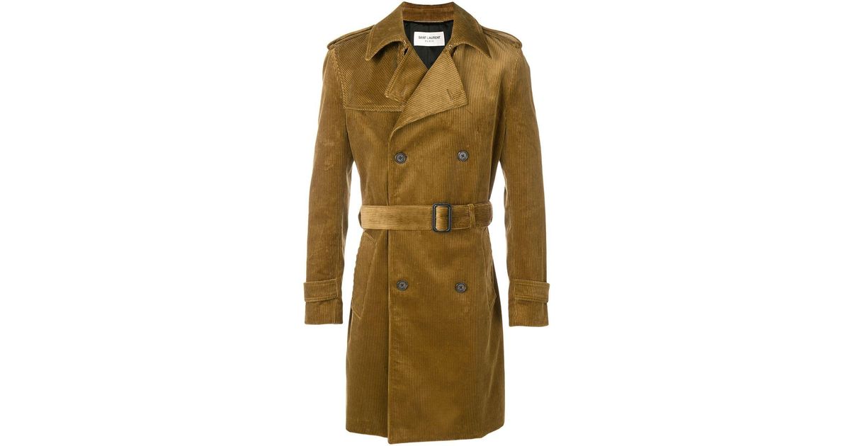 Saint Laurent Corduroy Trench Coat in Brown for Men | Lyst