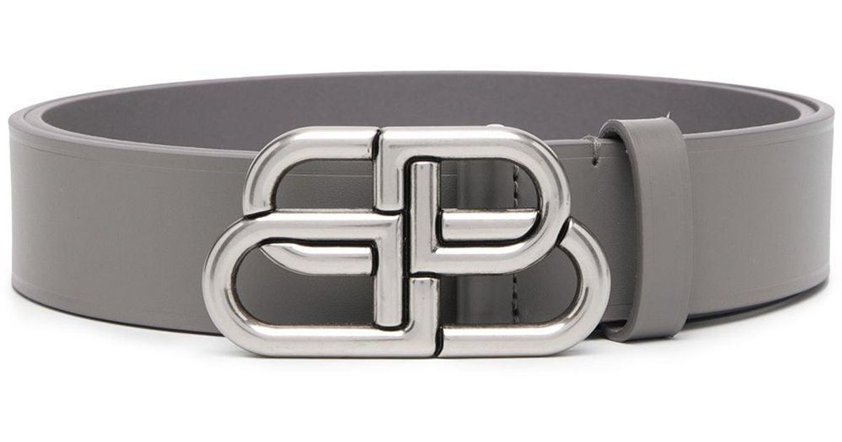 Balenciaga Bb-buckle Leather Belt in Grey (Gray) for Men - Lyst