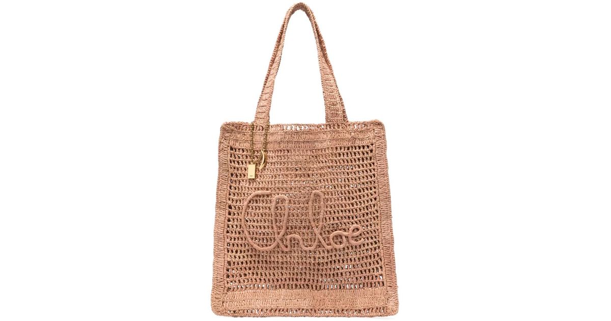 トートバッグ CHLOE SMALL SUMMER BANANA TOTE BAG IN BROWN Summer Banana Small raffia tote bag in brown - Chloe | Mytheresa