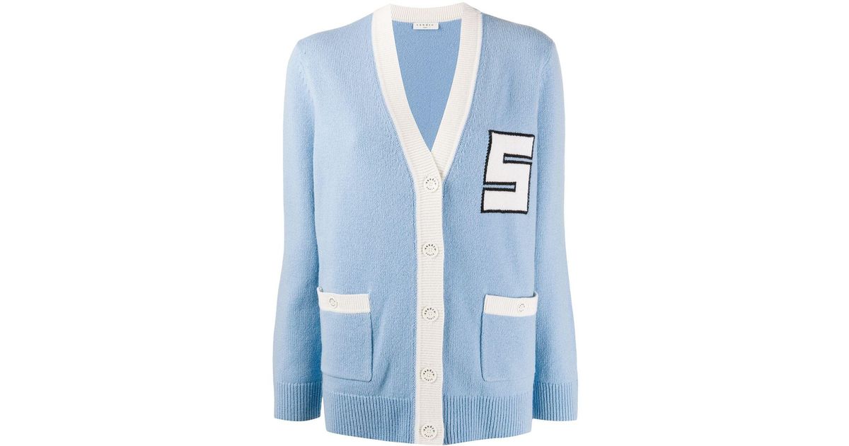 Sandro Varsity-style Wool Cardigan in Blue Sky (Blue) | Lyst