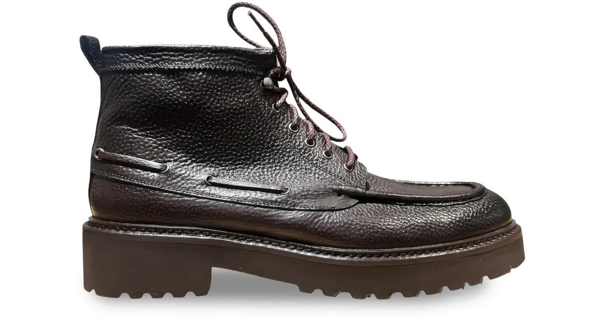Calce Lug-Sole Lace-Up Ankle Boots in Black for Men | Lyst