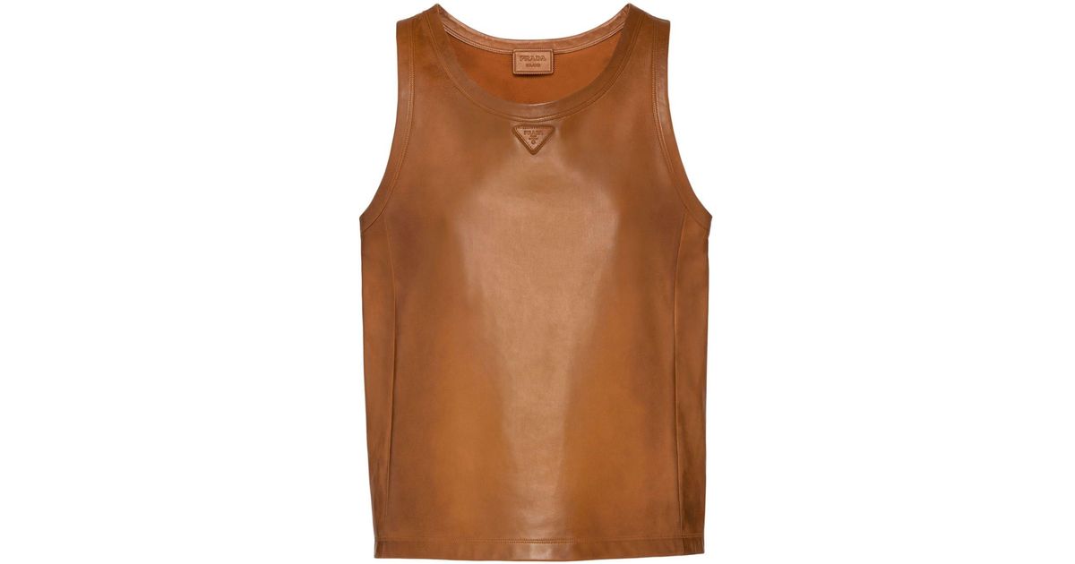 Prada Nappaleather Tank Top in Brown for Men Lyst