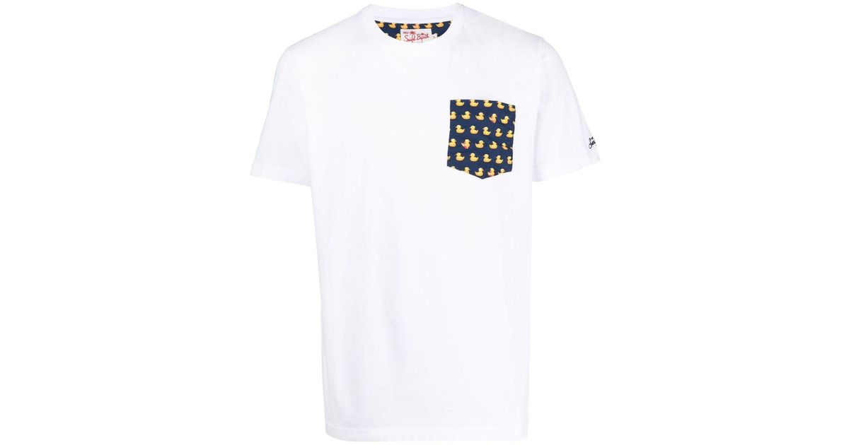 Mc2 Saint Barth Duck-print Pocket T-shirt in White for Men | Lyst