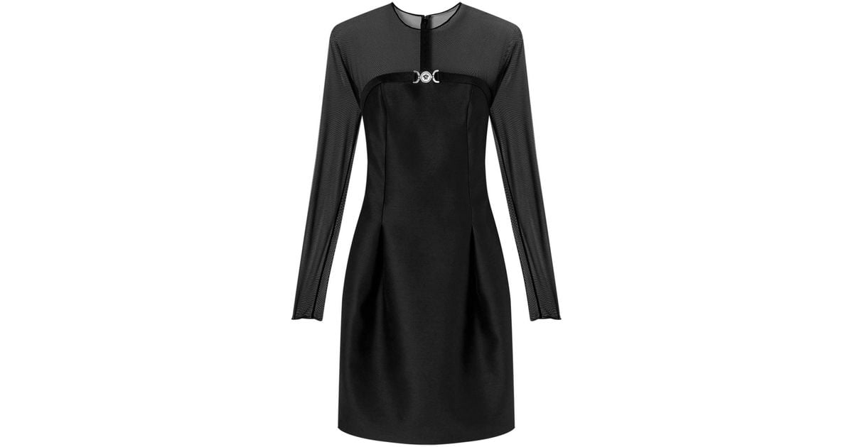 Versace logo-plaque silk dress - Black