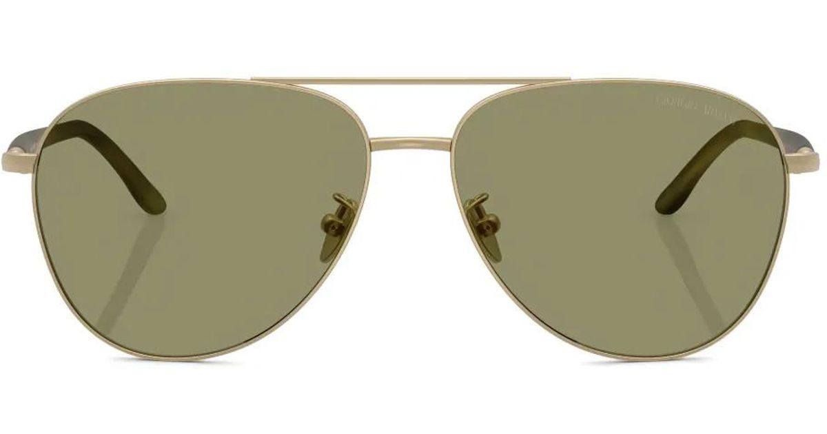 Giorgio Armani Aviator Sunglasses in Green | Lyst UK