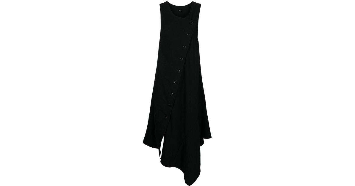 Y's Yohji Yamamoto Asymmetric-design Wool Dress in Black | Lyst