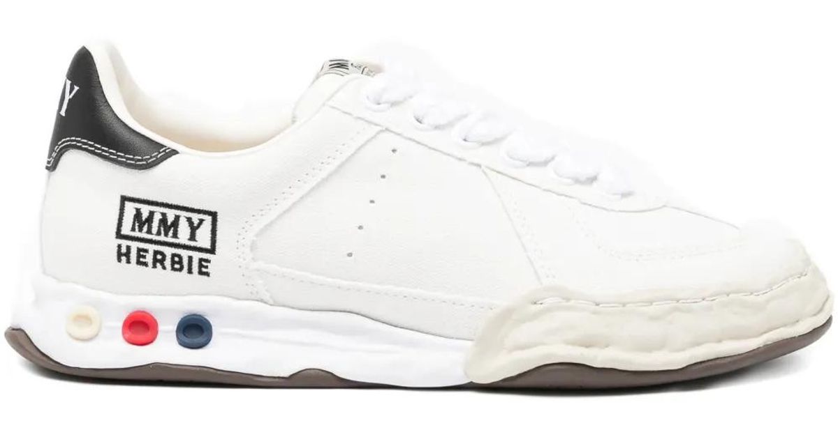 Maison Mihara Yasuhiro Logo Embroidered Trainers In White For Men Lyst UK
