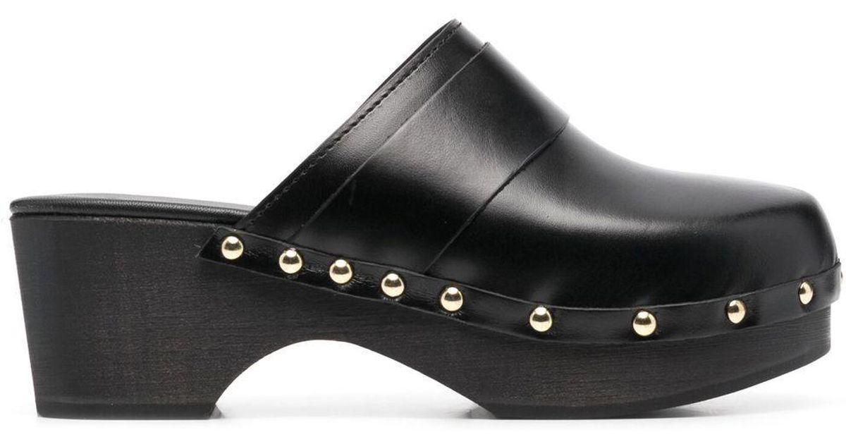 Aeyde Bibi Studded Leather Clog Mules in Black - Lyst