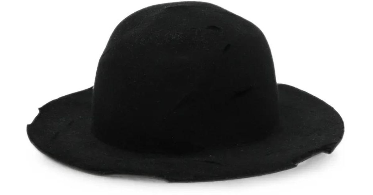 【美品】Yohji Yamamoto ブラック フェルトハット メンズ Yohji Yamamoto ダメージ フェルトハット ブラック | Lyst