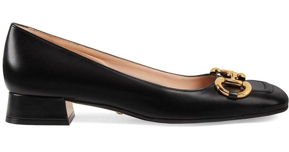 Gucci Leather Horsebitdetail Pumps in Black Lyst