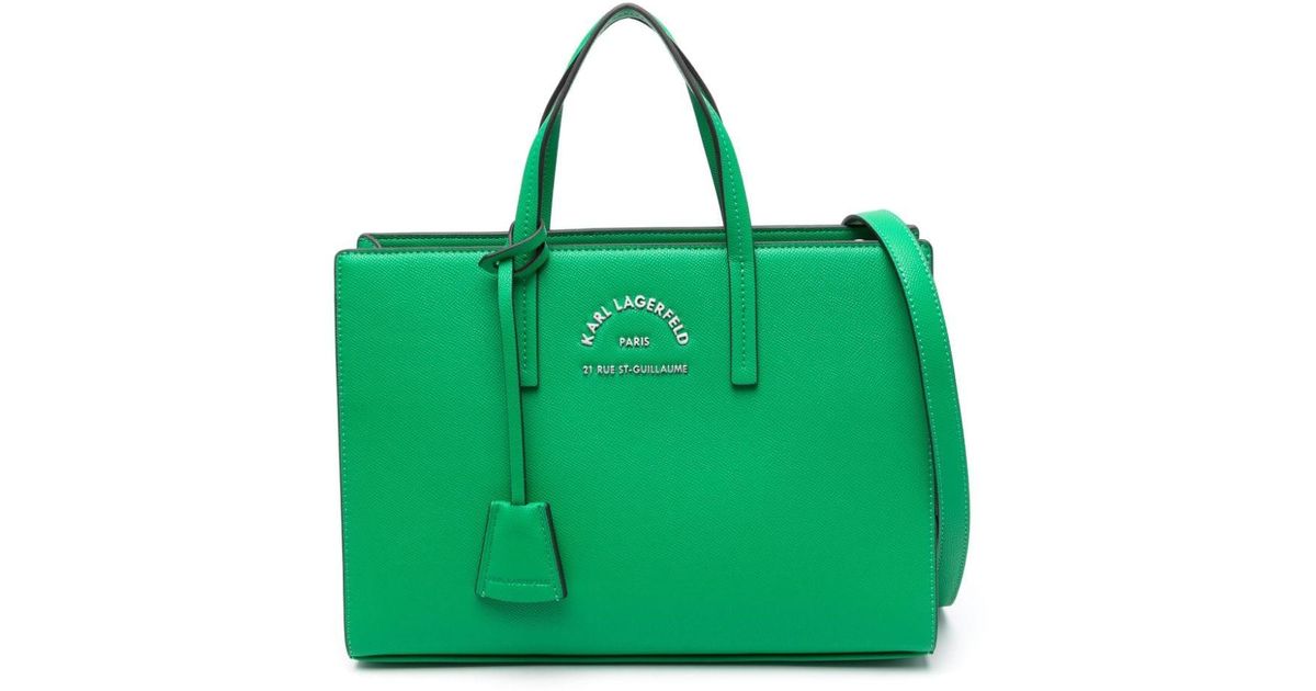 Karl Lagerfeld Logo-lettering Tote Bag in Green | Lyst