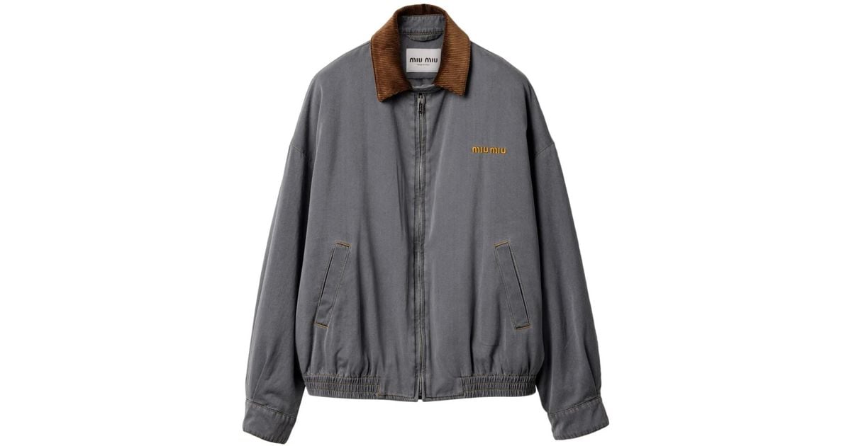 Miu Miu ベルベット ボンバージャケット グレー | Lyst Miu Miu ベルベット ボンバージャケット グレー | Lyst
