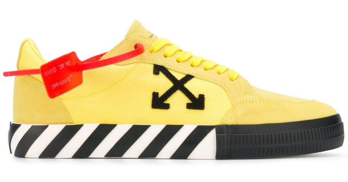 Off white shoes yellow stripe discount
