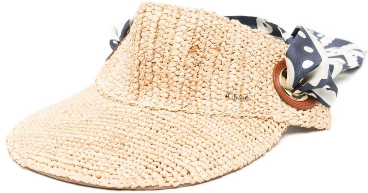 Chloé Bandana Raffia Visor in Natural | Lyst