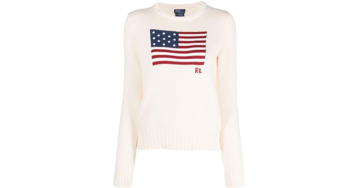 Polo Ralph Lauren Usa-flag Knit Jumper in White | Lyst Canada