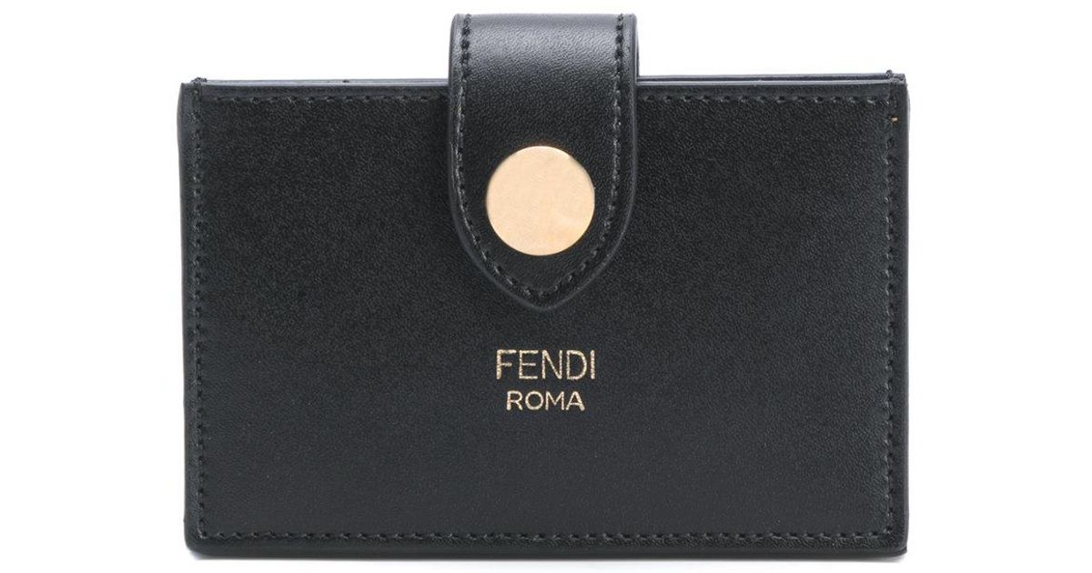 Fendi Leather Accordion Wallet in Black 