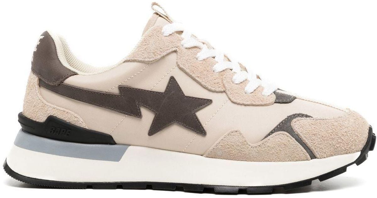 A Bathing Ape Leather Lightning Star Patch Low-top Sneakers in White ...