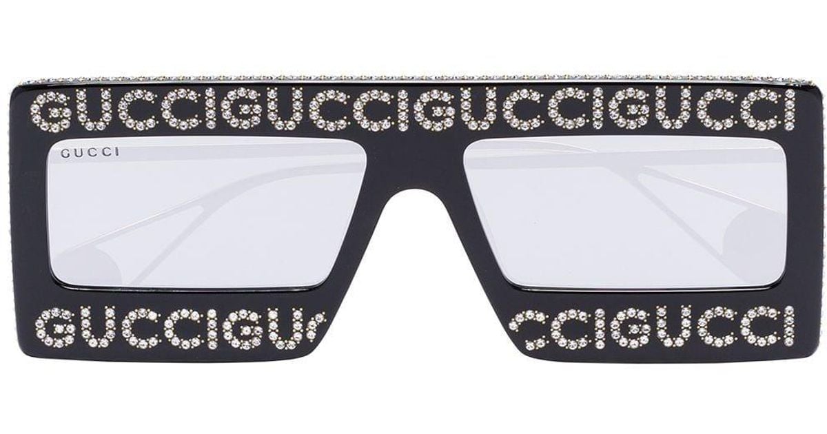 Lunettes de soleil a ornements en strass Gucci pour homme en coloris Noir Lyst