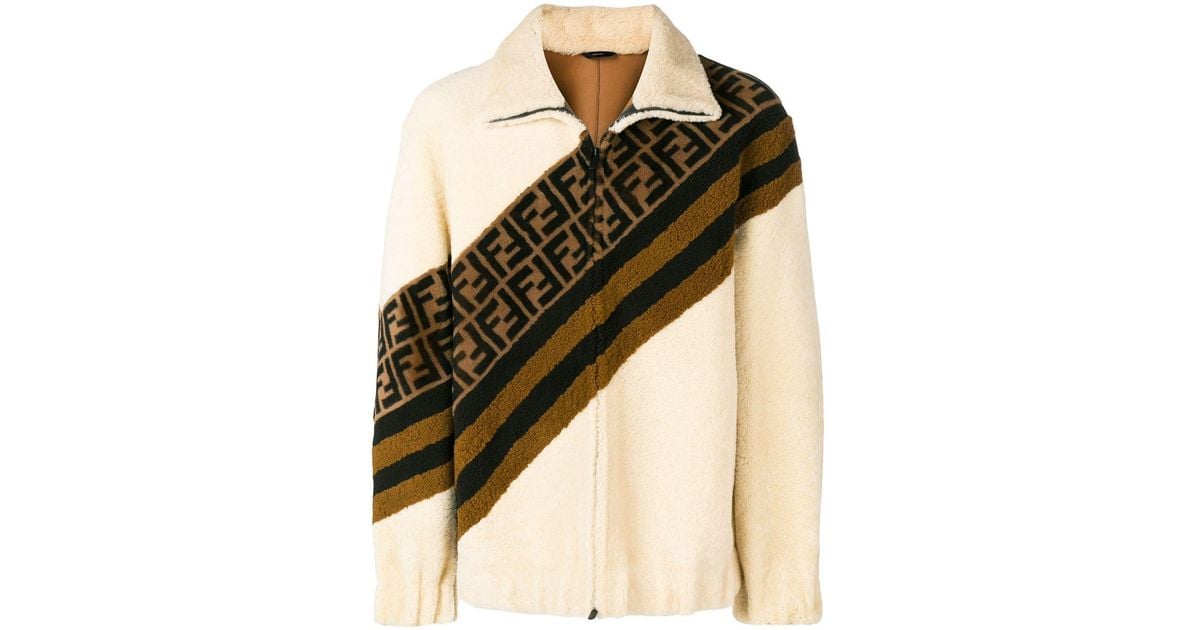 fendi ff motif shearling jacket