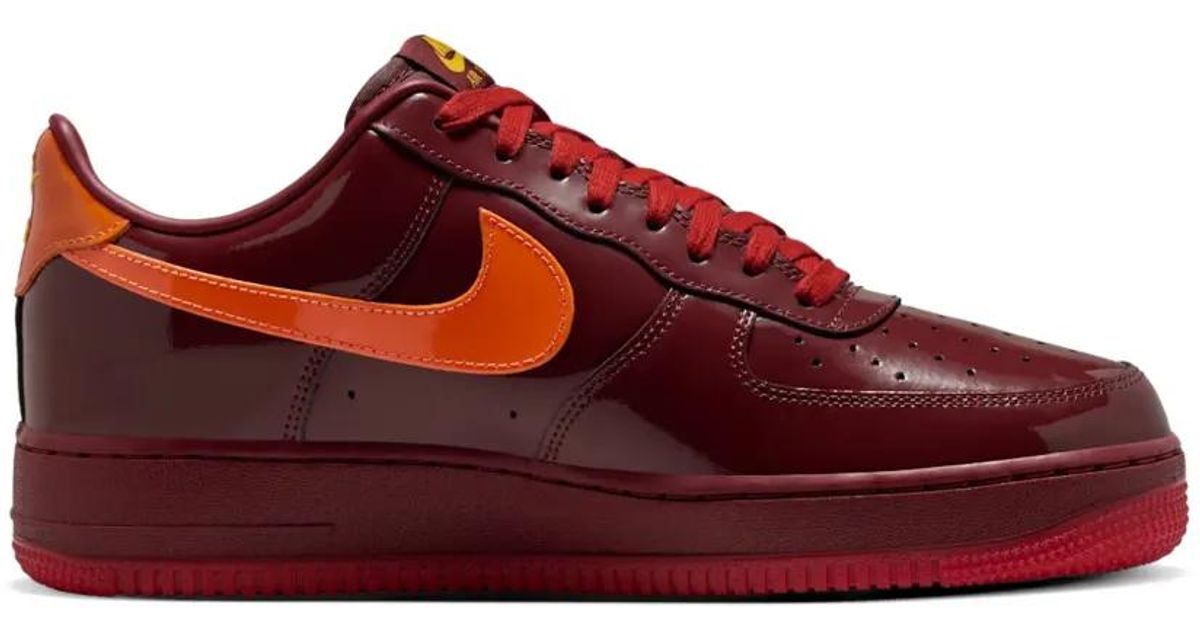Nike Air Force 1 Low Patent-Leather Sneakers in Red for Men | Lyst UK