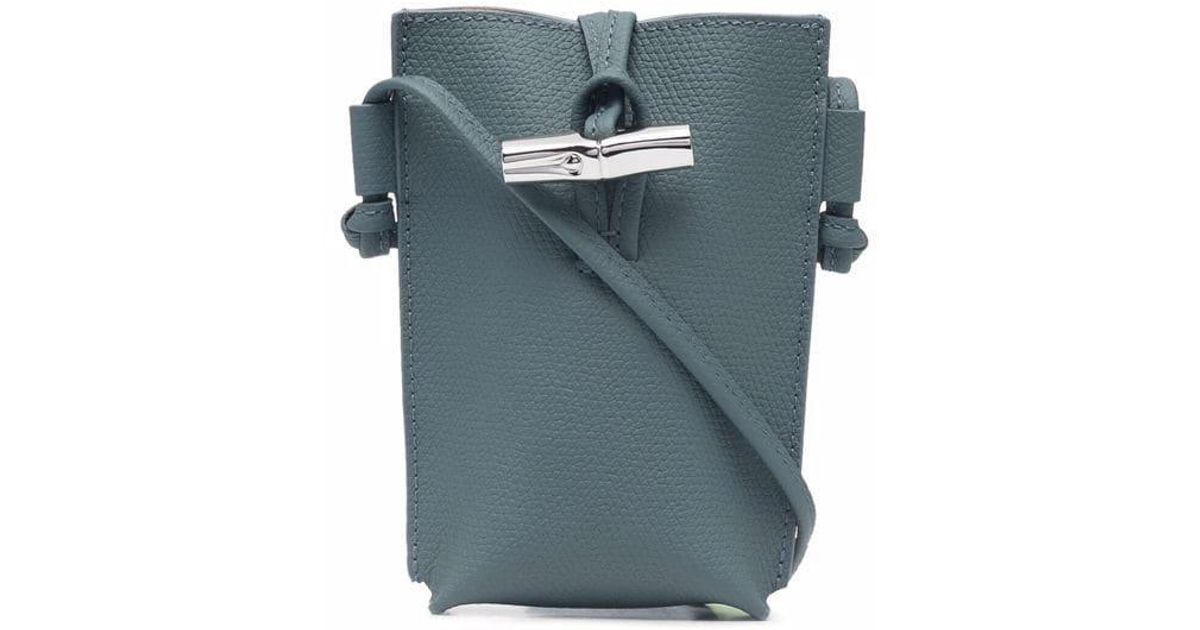 Roseau leather crossbody bag Longchamp Turquoise in Leather - 28340813