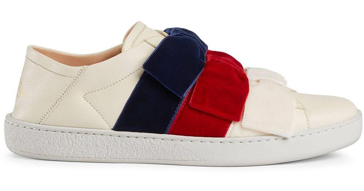 gucci velvet bow sneakers