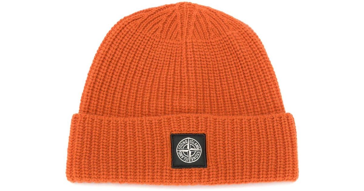 Stone Island Beanie in Orange for Men 