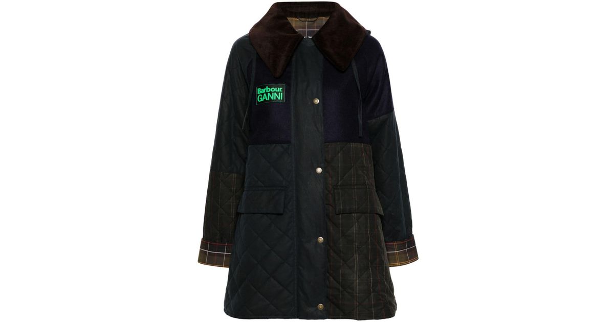 Barbour X Ganni Burghley Quilted Jacket in Black | Lyst