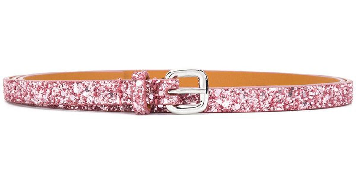Ermanno Scervino Leather Glitter Belt in Pink & Purple (Pink) - Lyst