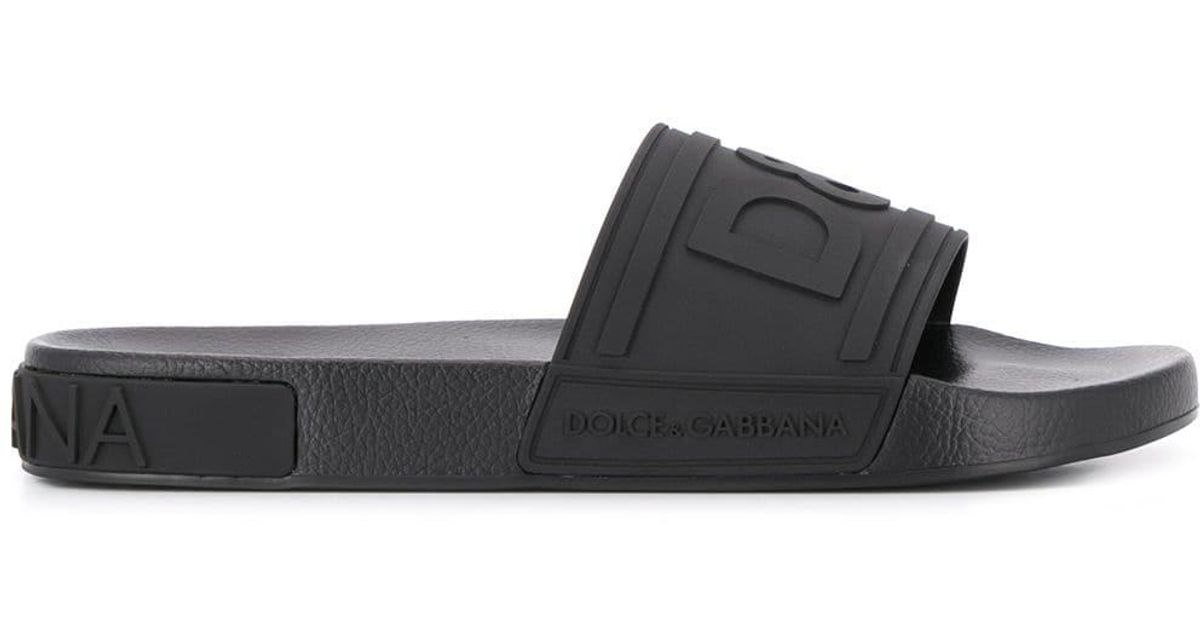 Dolce & Gabbana Rubber D&g Logo Slides in Black for Men - Lyst
