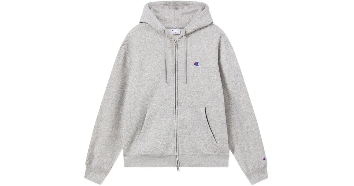 Champion Modern Heritage Logo-Embroidered Zip-Up Hoodie in White for ...