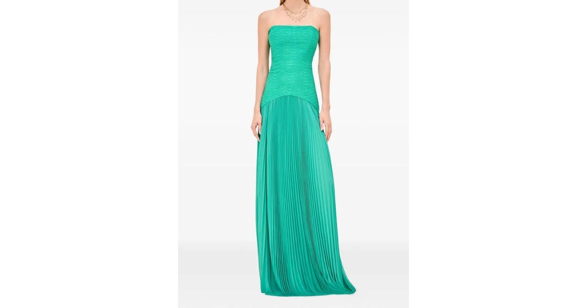 Alexis Sunniva Pleated Strapless Maxi Dress in Green | Lyst